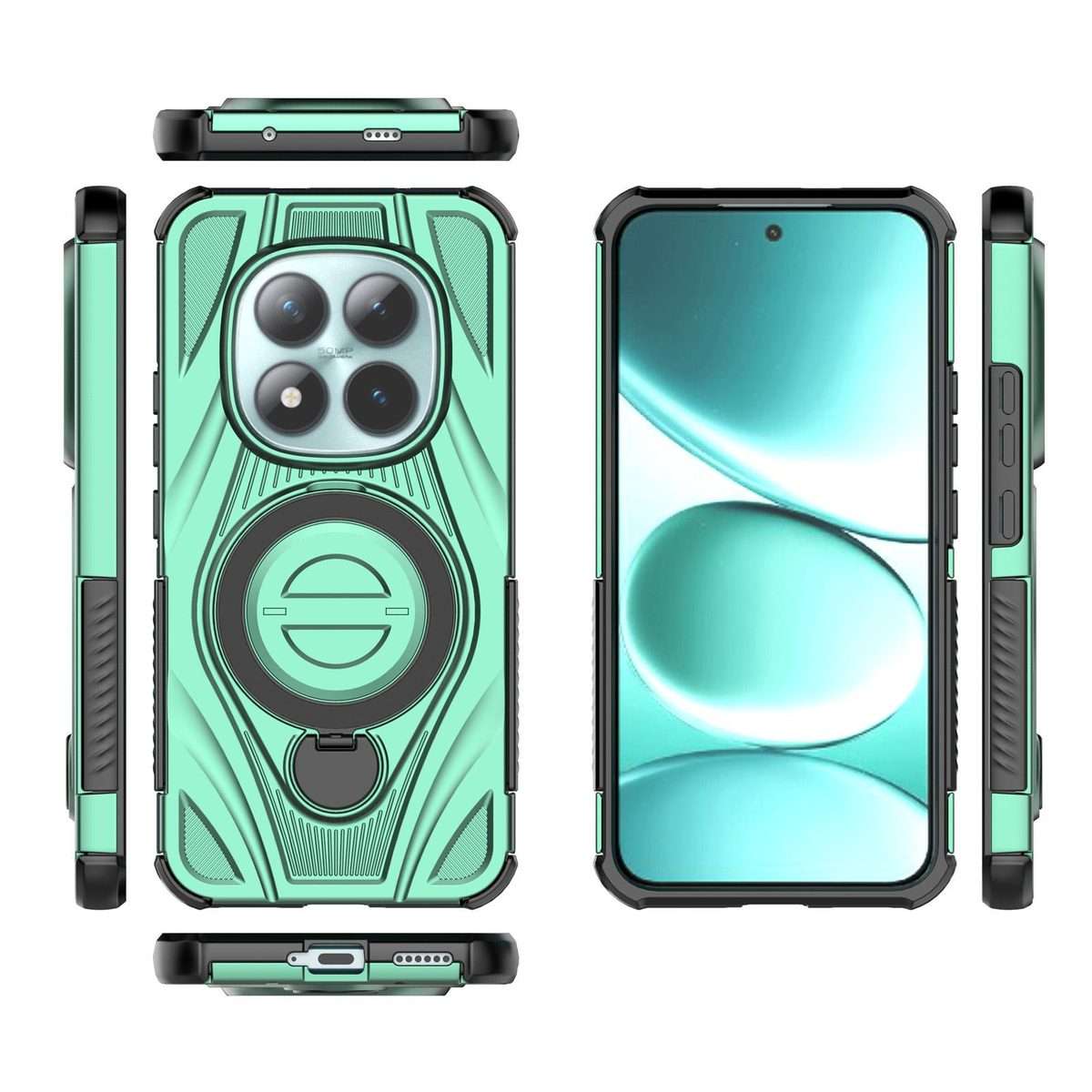 For Redmi Note 15 Pro+ 5G Global 163.3mm Star Ring Metallic Pivot Bracket Magnetic Pho ... (Green)
