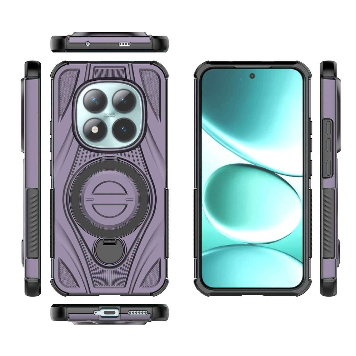 For Redmi Note 15 Pro+ 5G Global 163.3mm Star Ring Metallic Pivot Bracket Magnetic Ph ... (Purple)
