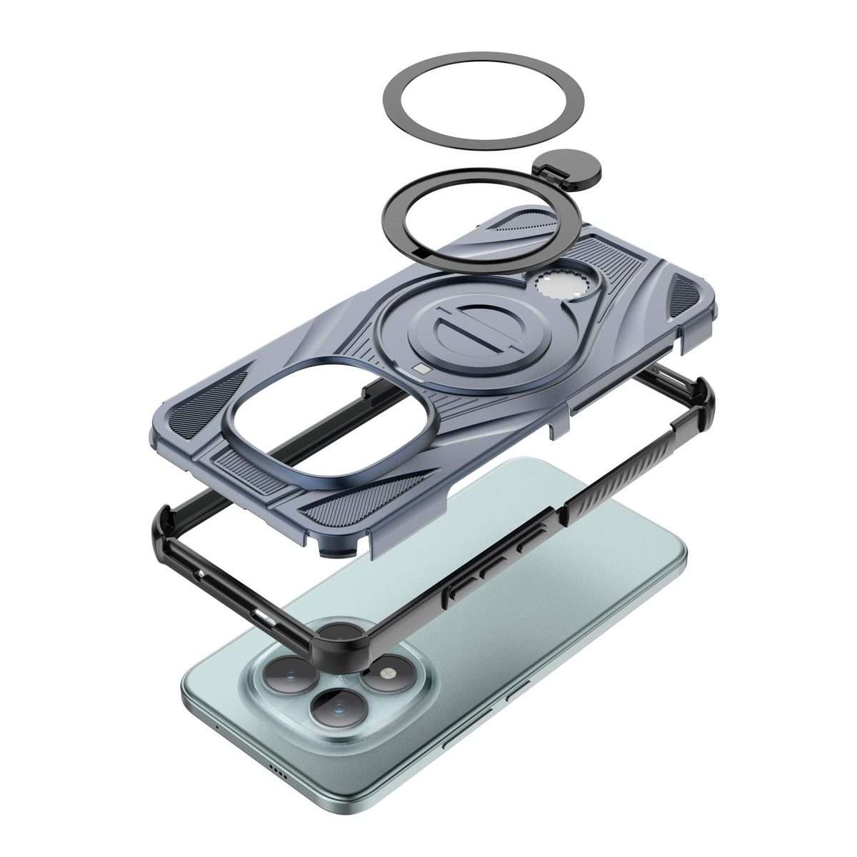 For Redmi Note 15 Pro+ 5G Global 163.3mm Star Ring Metallic Pivot Bracket Magnetic Phon ... (Blue)