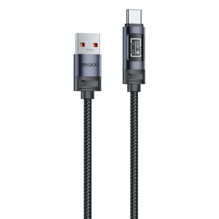 Yesido CA138C 66W USB to Type-C OLED Display Charging Data Cable, Length:1.2m(Black)