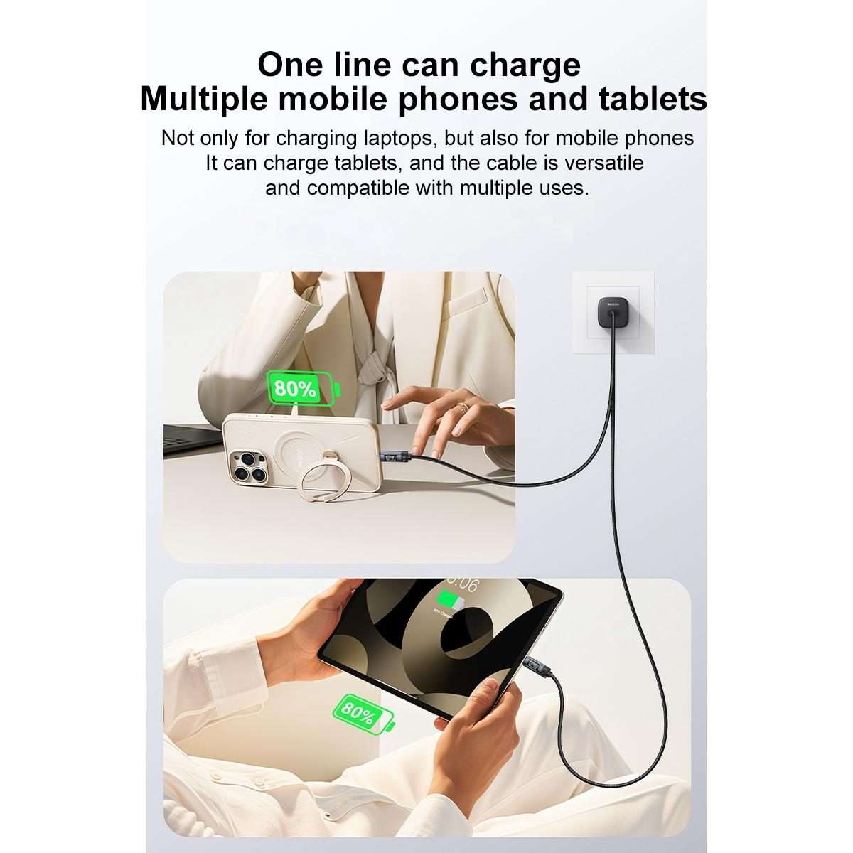 Yesido CA202 100W 5A Type-C to Type-C OLED Display Charging Data Cable, Length:1.2m(Black)