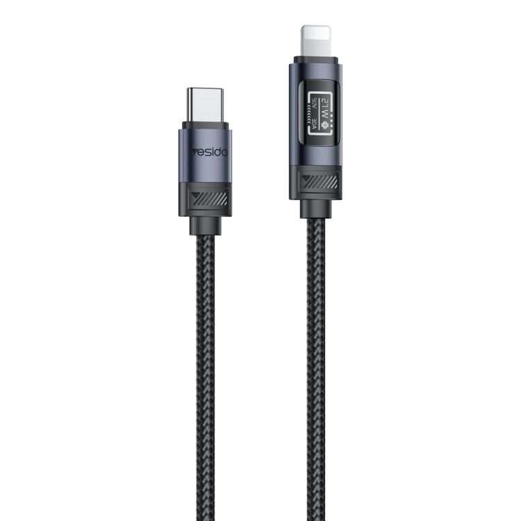 Yesido CA201 27W Type-C to 8 Pin OLED Display Charging Data Cable, Length:1.2m(Black)