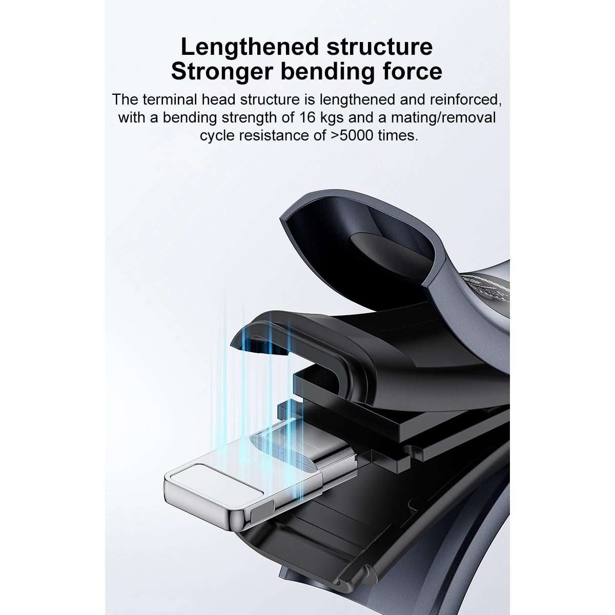 Yesido CA201 27W Type-C to 8 Pin OLED Display Charging Data Cable, Length:1.2m(Black)