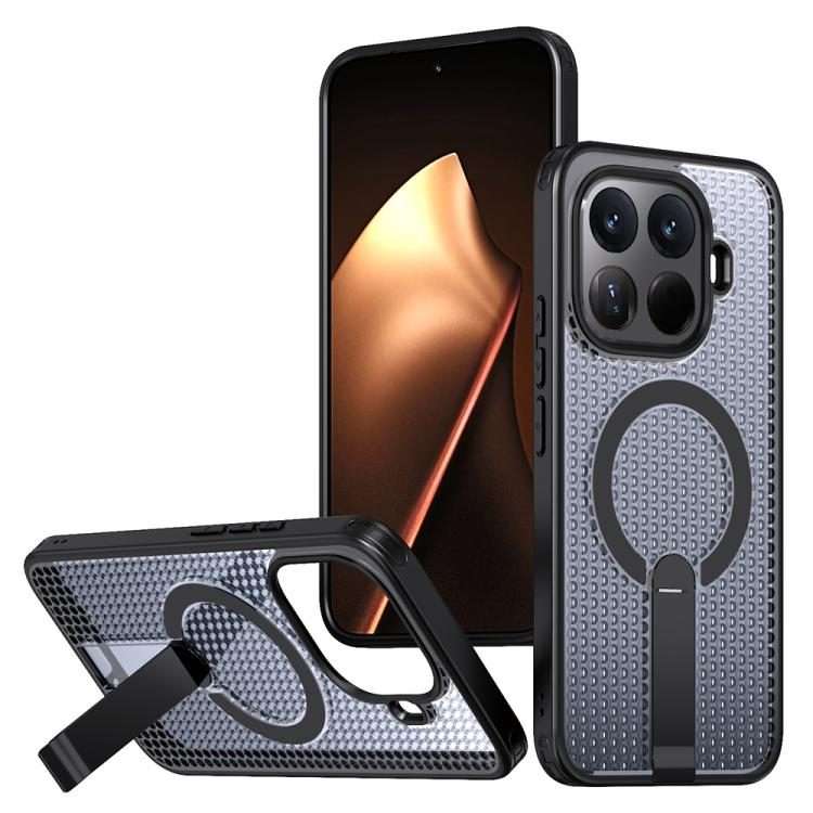 For Xiaomi 15T Pro 5G Honeycomb Cooling MagSafe Holder Phone Case(Black)