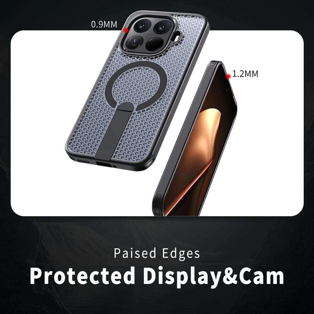For Xiaomi 15T Pro 5G Honeycomb Cooling MagSafe Holder Phone Case(Black)
