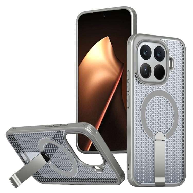 For Xiaomi 15T Pro 5G Honeycomb Cooling MagSafe Holder Phone Case(Titanium Grey)