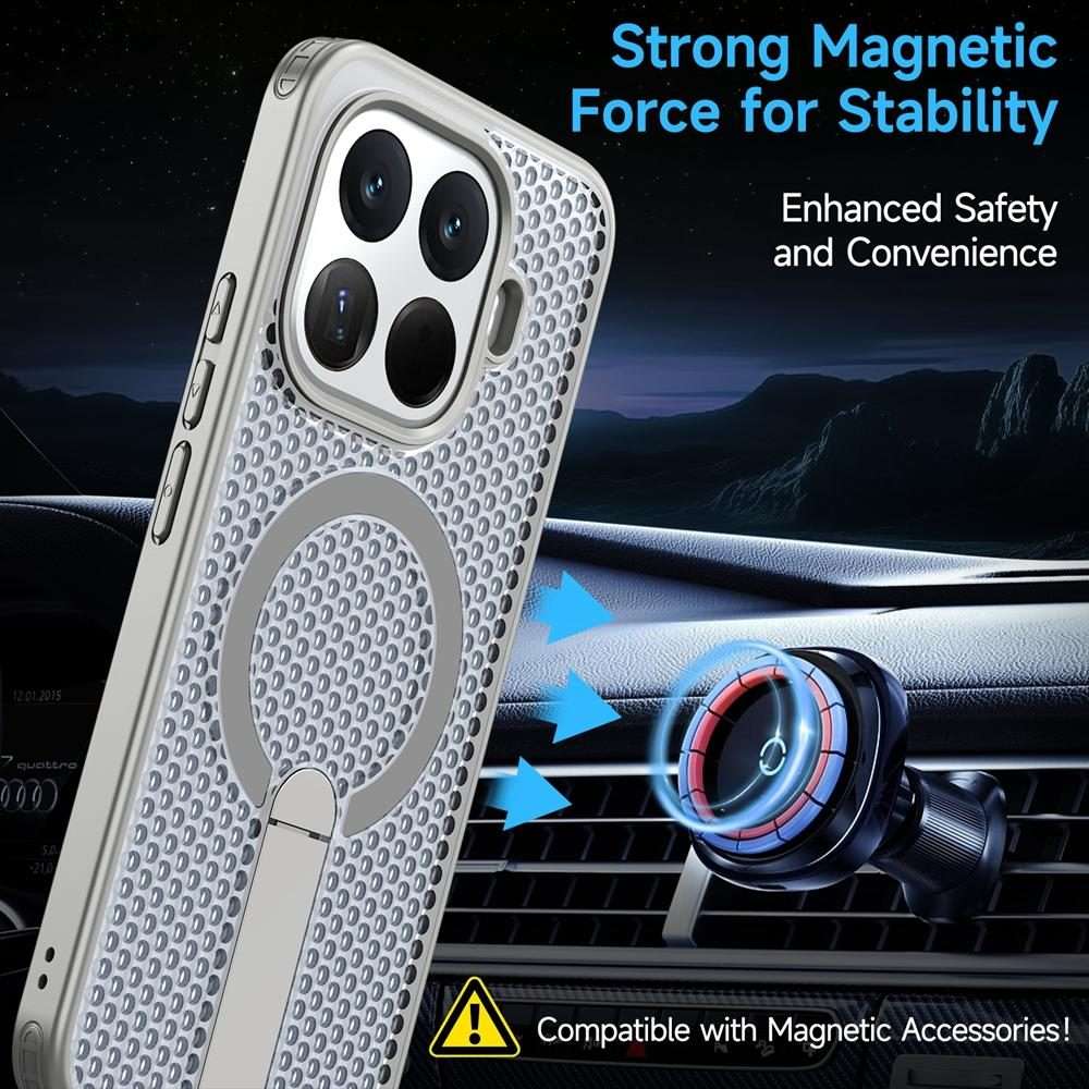 For Xiaomi 15T Pro 5G Honeycomb Cooling MagSafe Holder Phone Case(Titanium Grey)