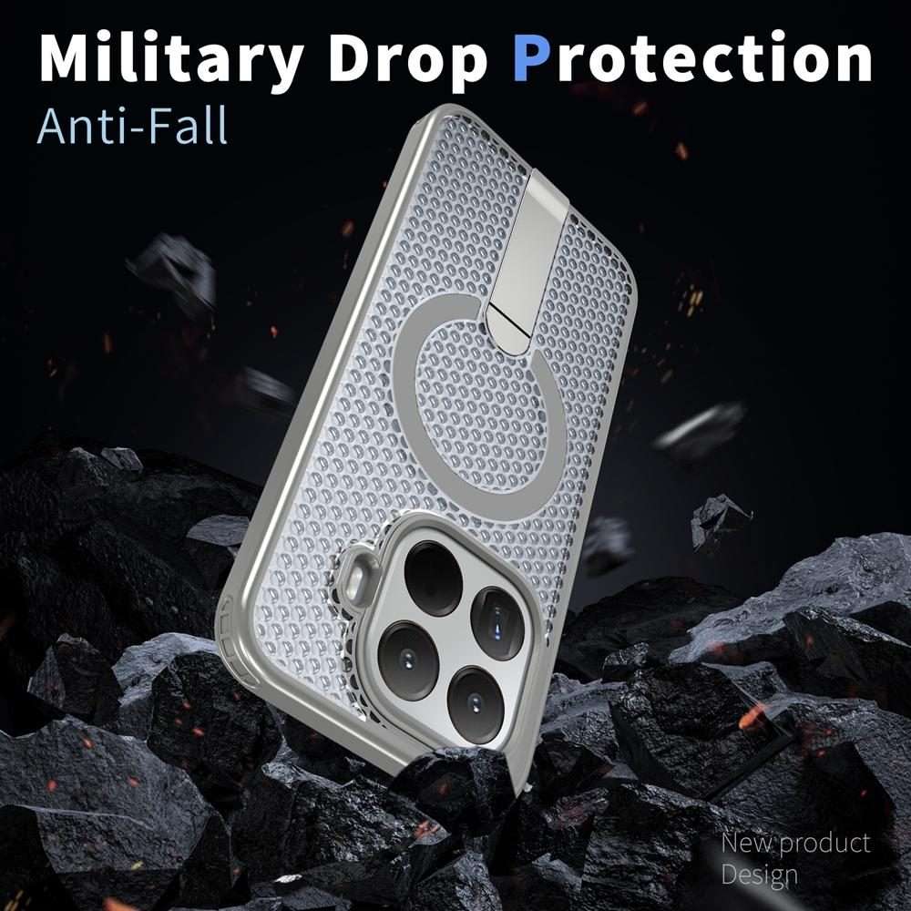 For Xiaomi 15T Pro 5G Honeycomb Cooling MagSafe Holder Phone Case(Titanium Grey)