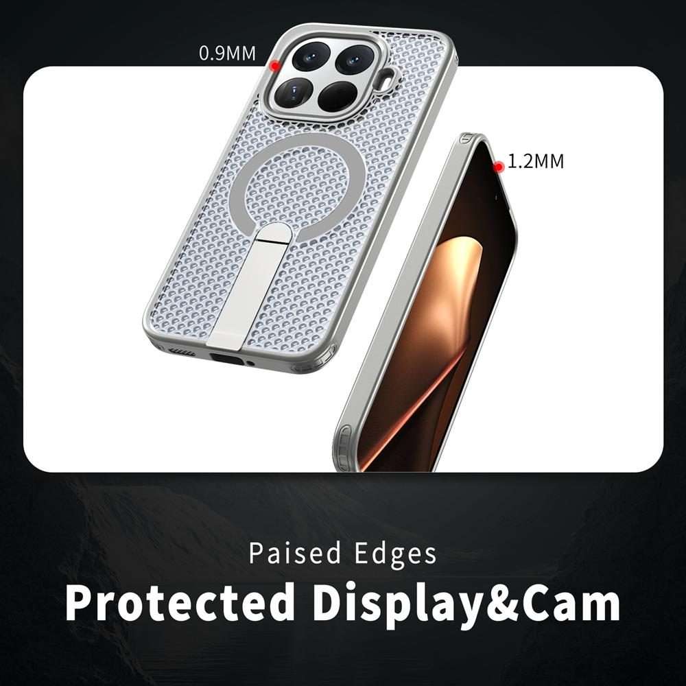 For Xiaomi 15T Pro 5G Honeycomb Cooling MagSafe Holder Phone Case(Titanium Grey)