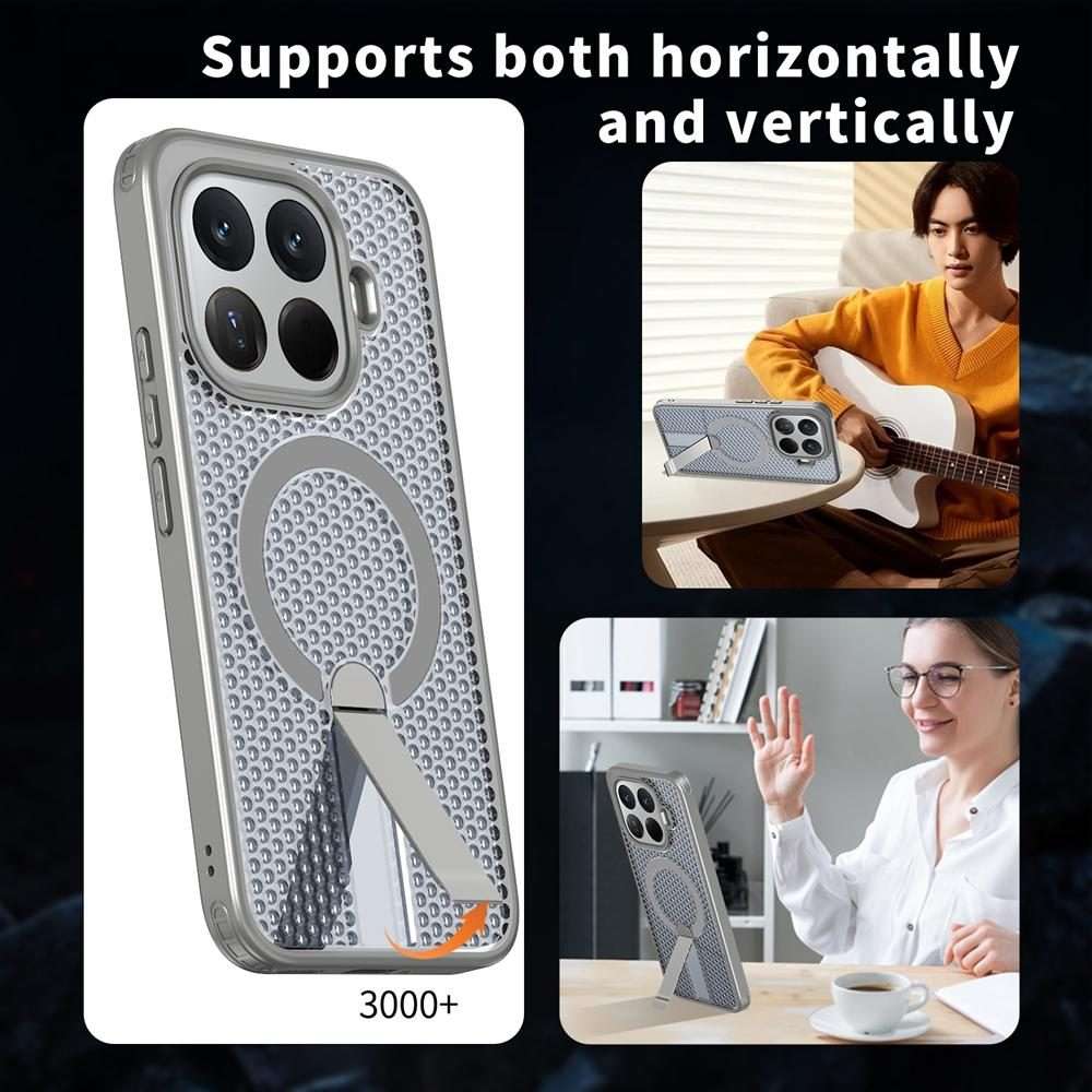 For Xiaomi 15T Pro 5G Honeycomb Cooling MagSafe Holder Phone Case(Titanium Grey)