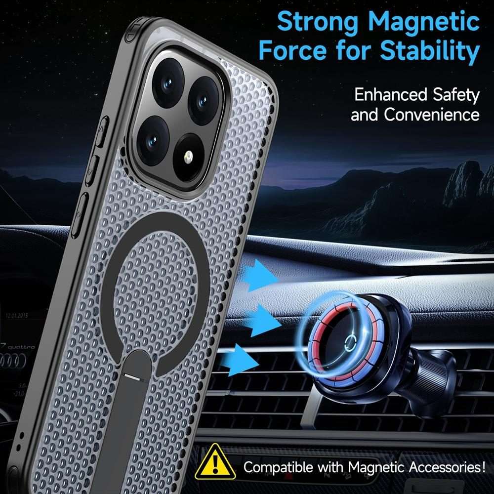 For Xiaomi 15T 5G Honeycomb Cooling MagSafe Holder Phone Case(Black)