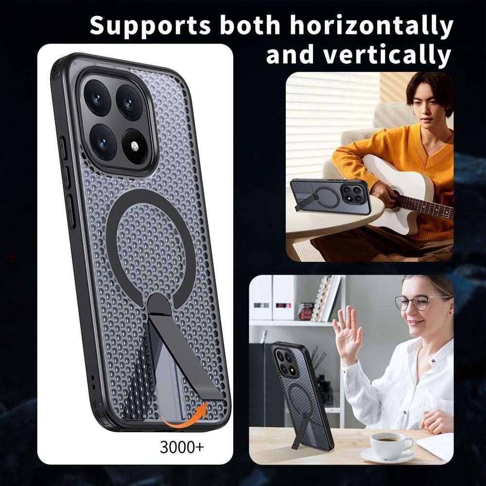 For Xiaomi 15T 5G Honeycomb Cooling MagSafe Holder Phone Case(Black)