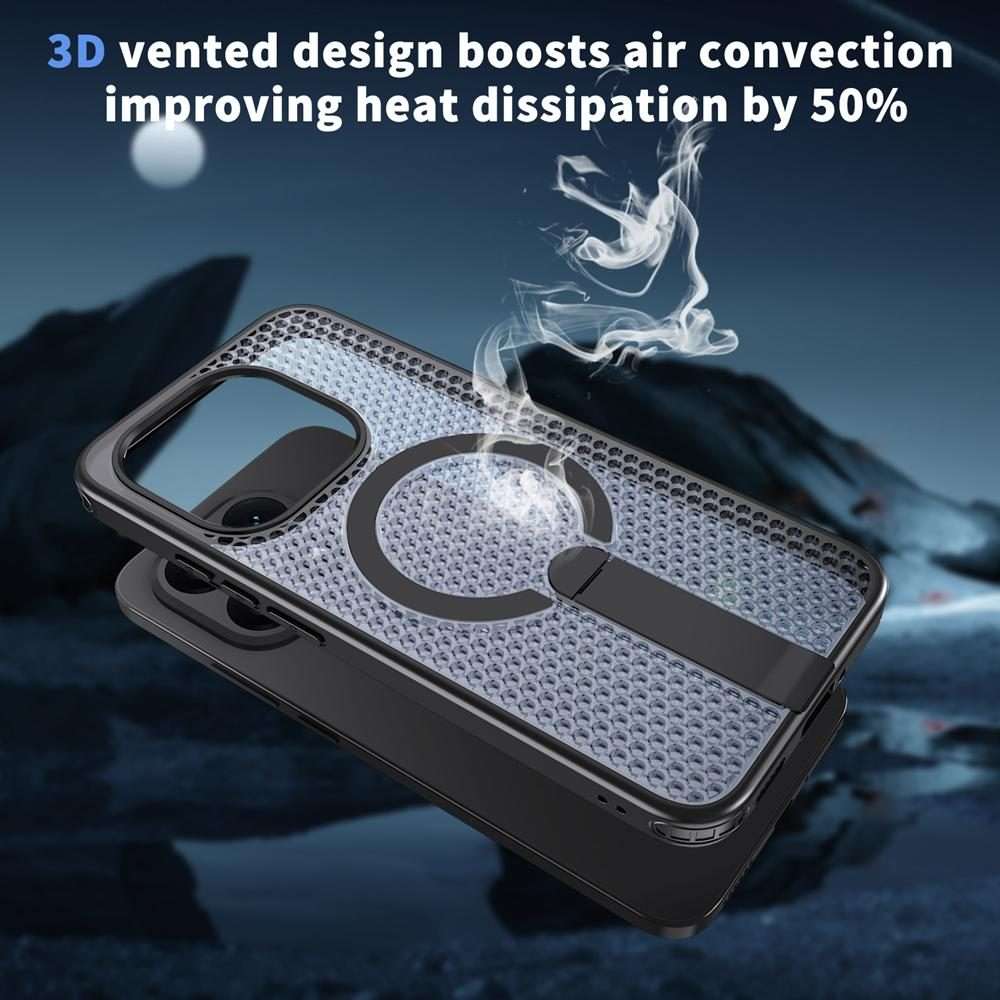 For Xiaomi 15T 5G Honeycomb Cooling MagSafe Holder Phone Case(Black)