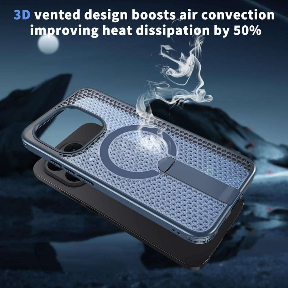 For Xiaomi 15T 5G Honeycomb Cooling MagSafe Holder Phone Case(Blue)