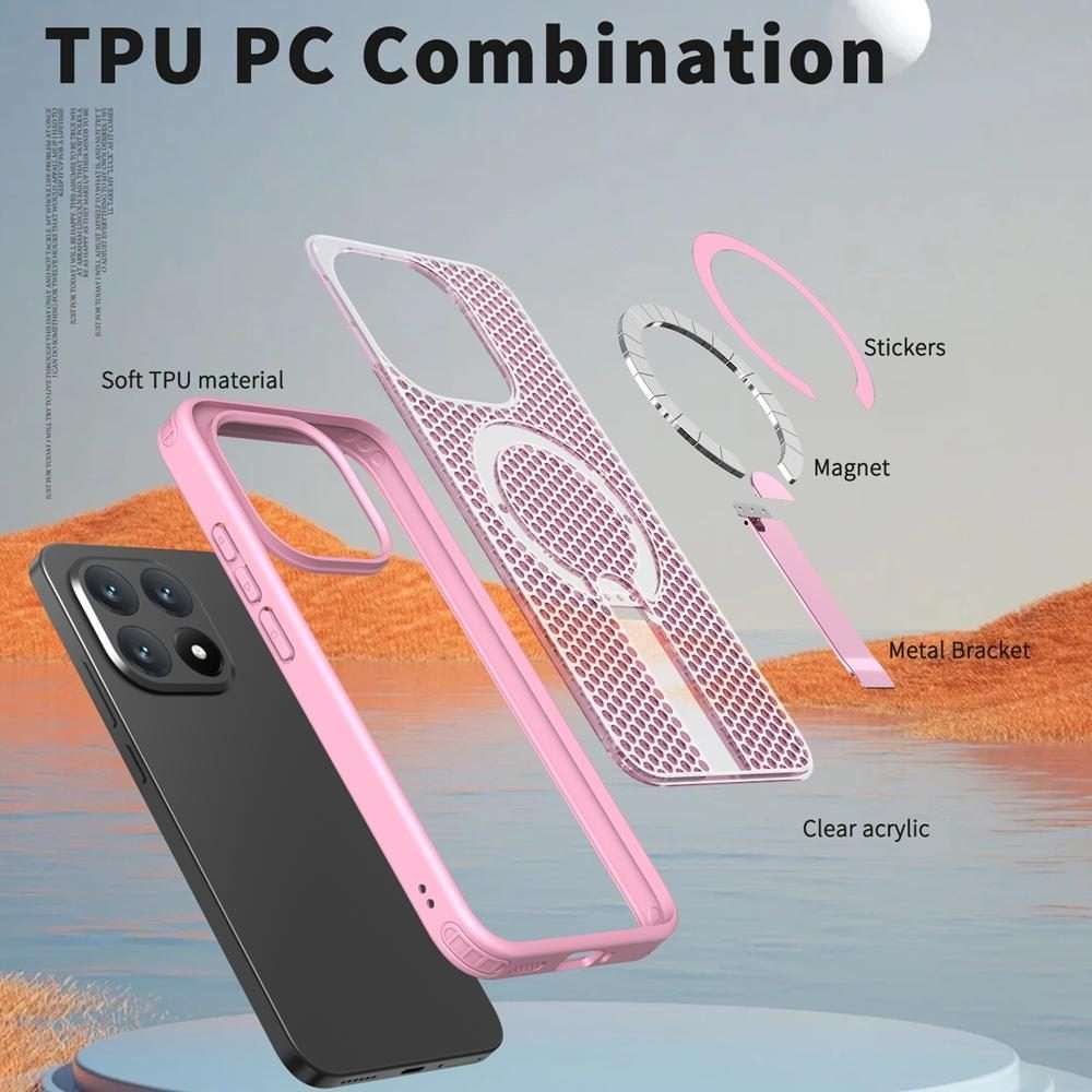 For Xiaomi 15T 5G Honeycomb Cooling MagSafe Holder Phone Case(Pink)