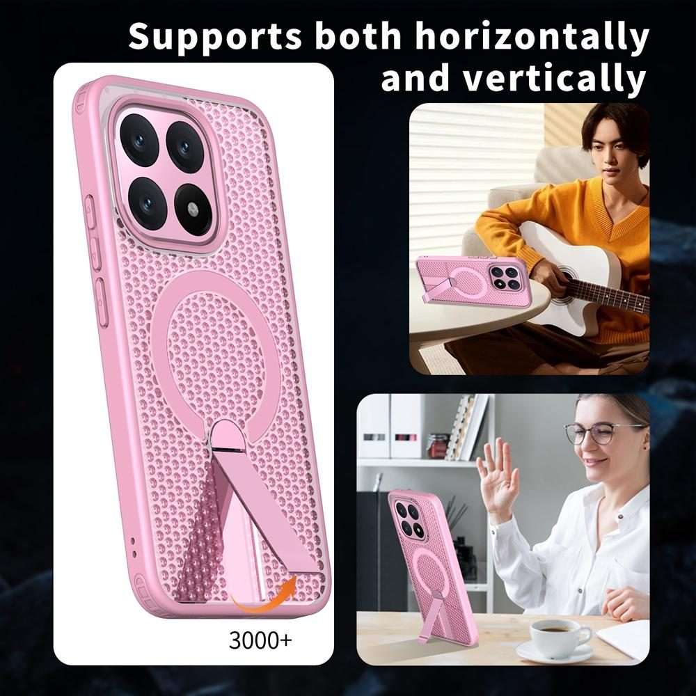 For Xiaomi 15T 5G Honeycomb Cooling MagSafe Holder Phone Case(Pink)