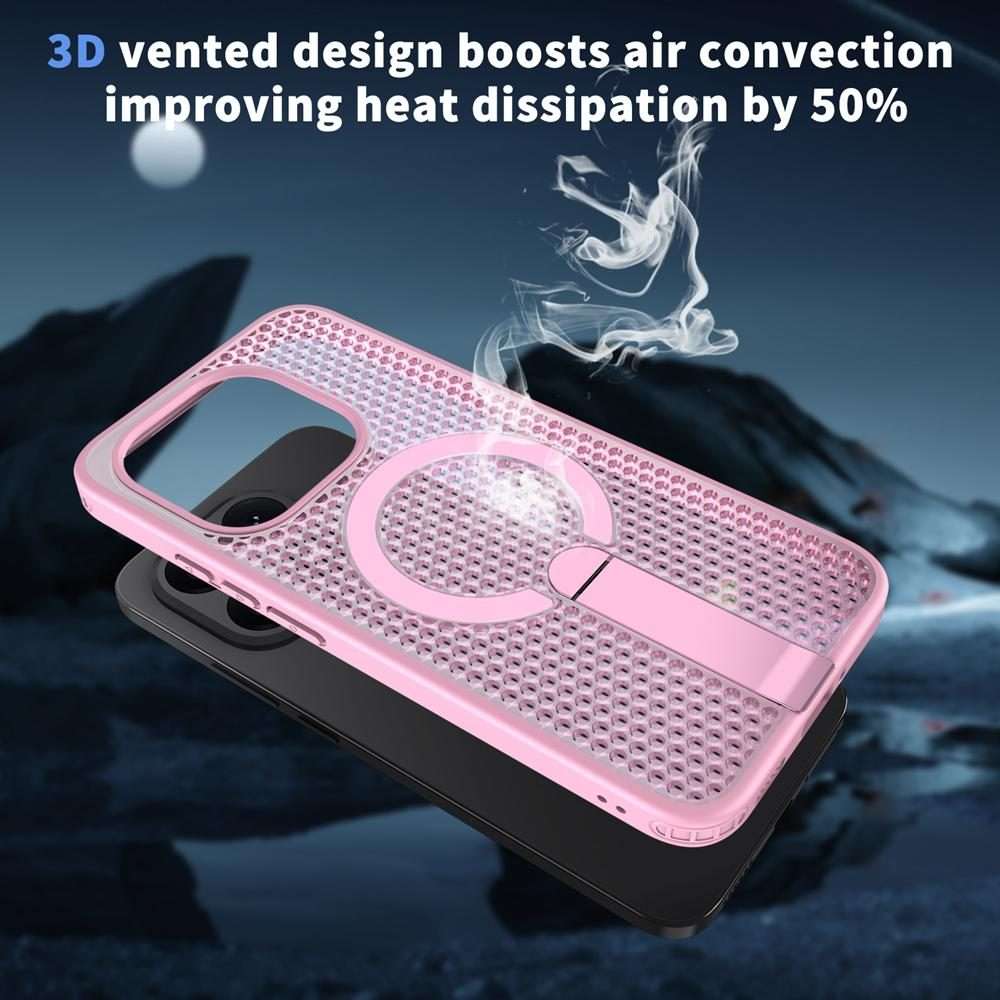 For Xiaomi 15T 5G Honeycomb Cooling MagSafe Holder Phone Case(Pink)