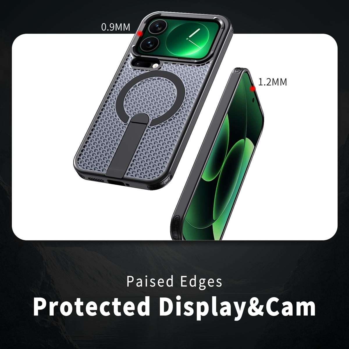 For Xiaomi 17 Pro Max Honeycomb Cooling MagSafe Holder Phone Case(Black)