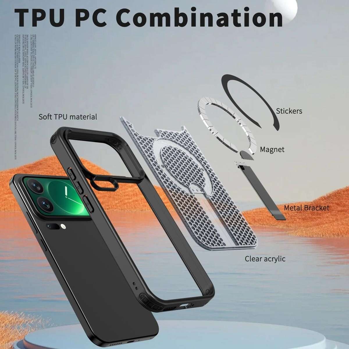 For Xiaomi 17 Pro Max Honeycomb Cooling MagSafe Holder Phone Case(Black)