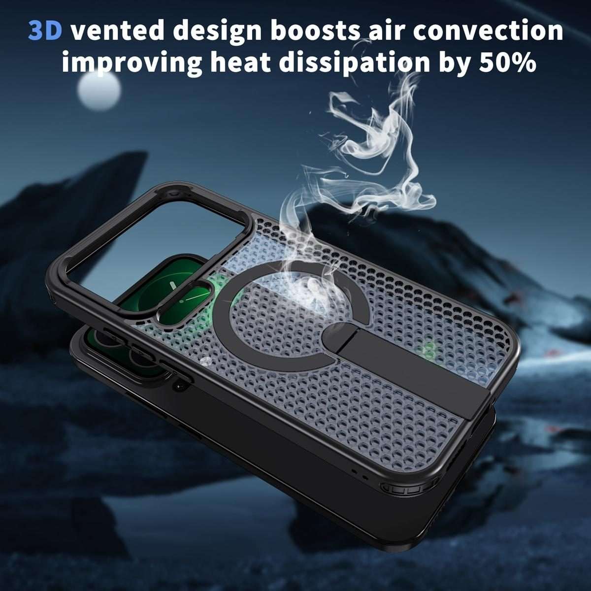 For Xiaomi 17 Pro Max Honeycomb Cooling MagSafe Holder Phone Case(Black)