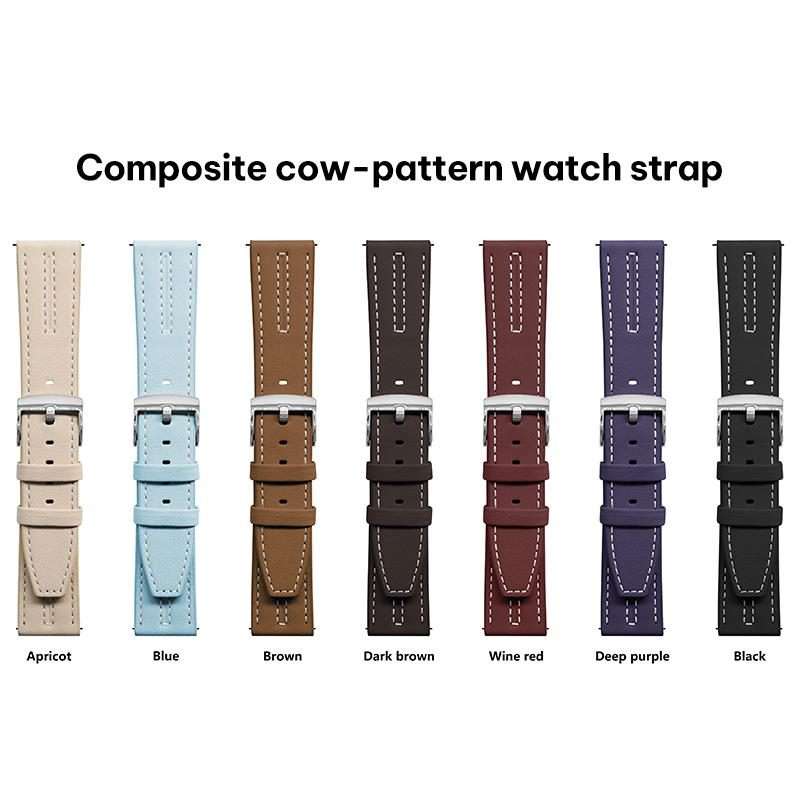 22mm xDfind Composite Cowhide Texture Vegan Leather Watch Band(Black Brown)