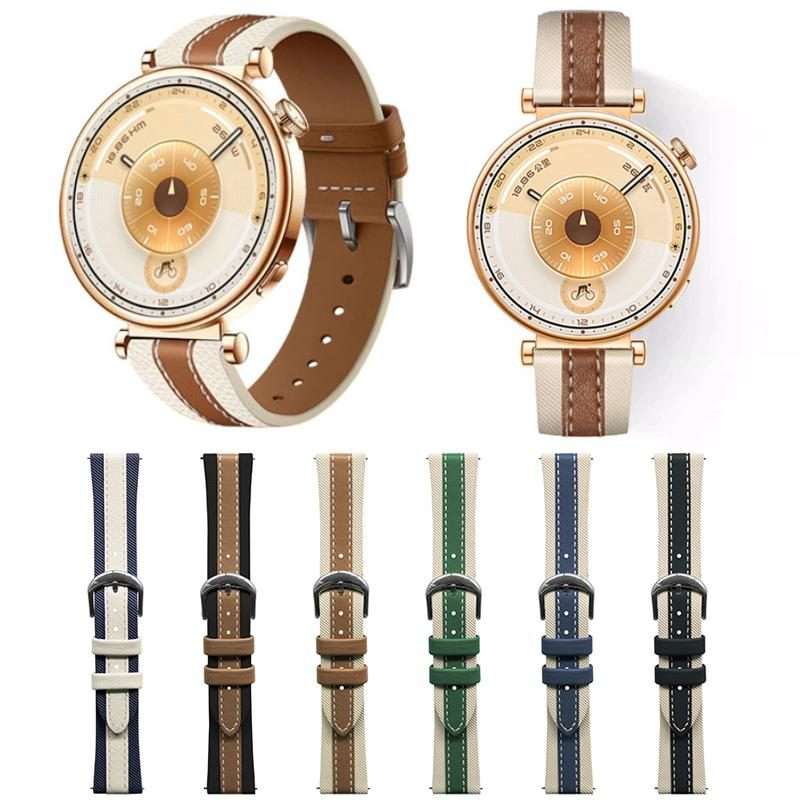 22mm xDfind Composite Vegan Leather Watch Band(Beige+Blue)
