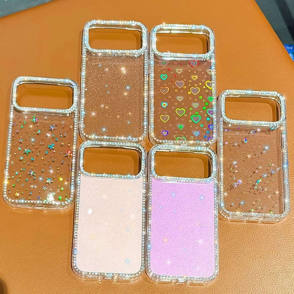 For iPhone 14 Pro Rhinestone Dual-side IMD PC Hybrid TPU Phone Case(Glitter Stars)