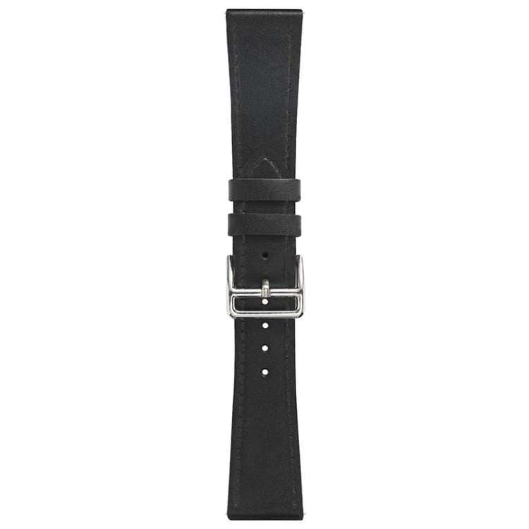 20mm xDfind Silver Buckle Cowhide Texture Vegan Leather Watch Band(Black)