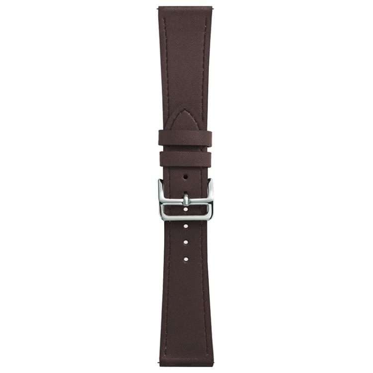 20mm xDfind Silver Buckle Cowhide Texture Vegan Leather Watch Band(Brown)