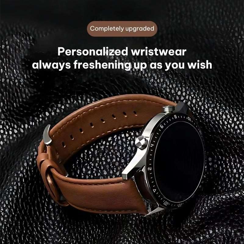20mm xDfind Silver Buckle Cowhide Texture Vegan Leather Watch Band(Brown)
