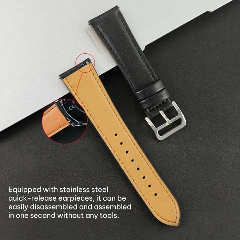 20mm xDfind Silver Buckle Cowhide Texture Vegan Leather Watch Band(Brown)