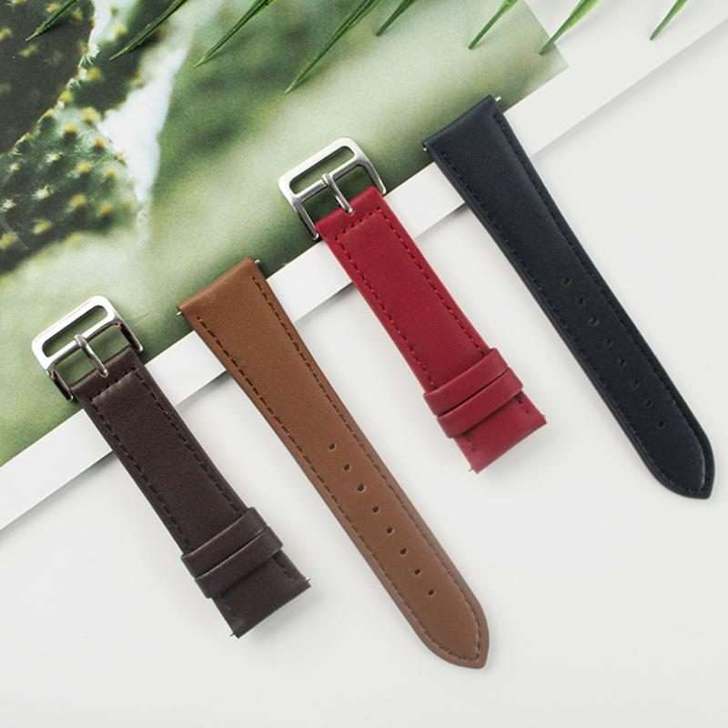 20mm xDfind Silver Buckle Cowhide Texture Vegan Leather Watch Band(Brown)