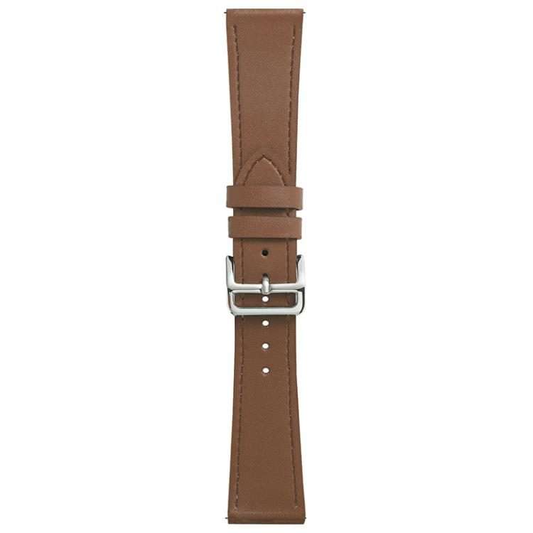 22mm xDfind Silver Buckle Cowhide Texture Vegan Leather Watch Band(Caramel Brown)