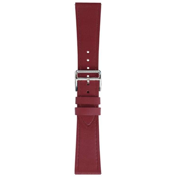 22mm xDfind Silver Buckle Cowhide Texture Vegan Leather Watch Band(Wine Red)
