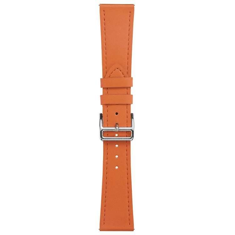 22mm xDfind Silver Buckle Cowhide Texture Vegan Leather Watch Band(Orange)