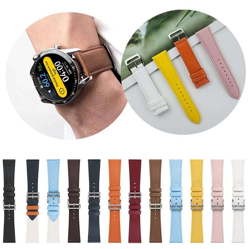 22mm xDfind Silver Buckle Cowhide Texture Vegan Leather Watch Band(Orange)