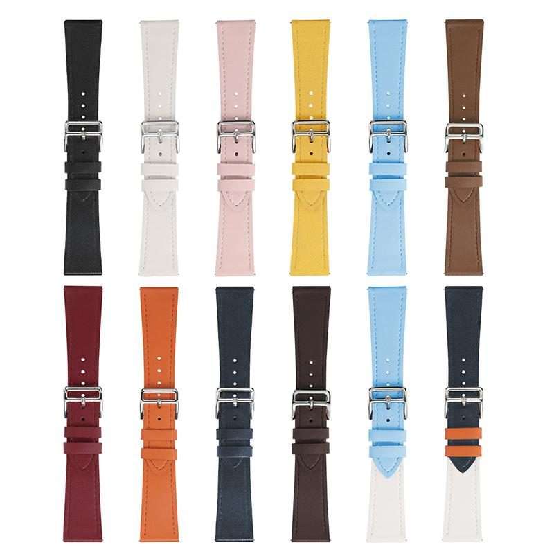 22mm xDfind Silver Buckle Cowhide Texture Vegan Leather Watch Band(Orange)