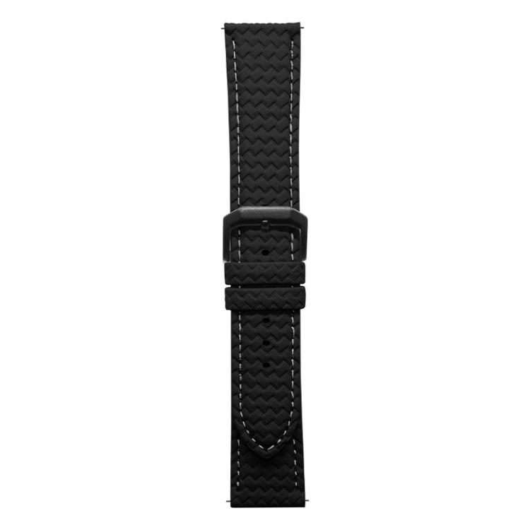 20mm xDfind Flat-head Woven Texture Pin Buckle Vegan Leather Watch Band(Black)