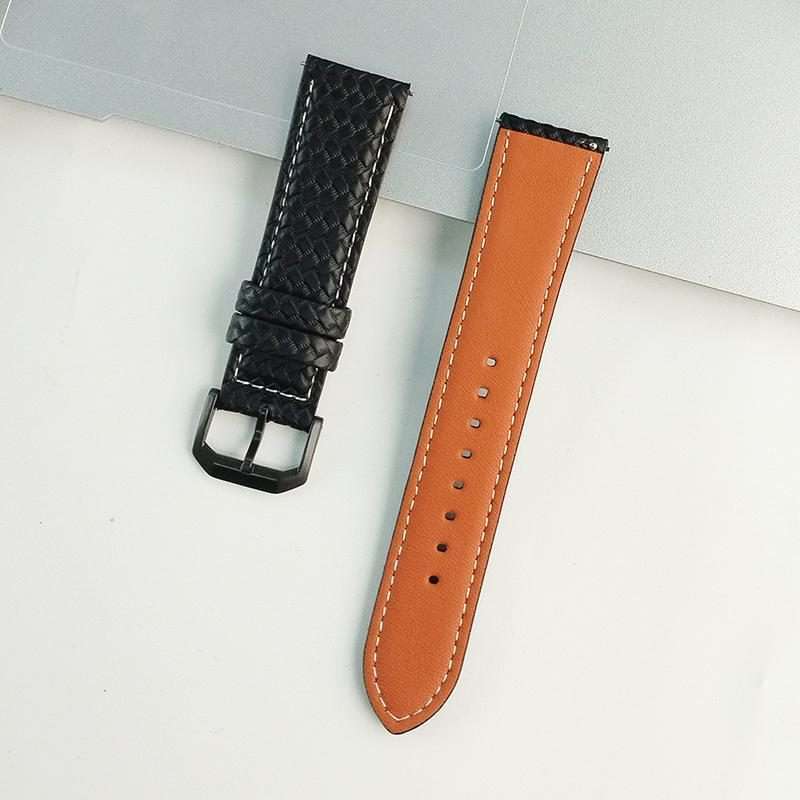 20mm xDfind Flat-head Woven Texture Pin Buckle Vegan Leather Watch Band(Black)