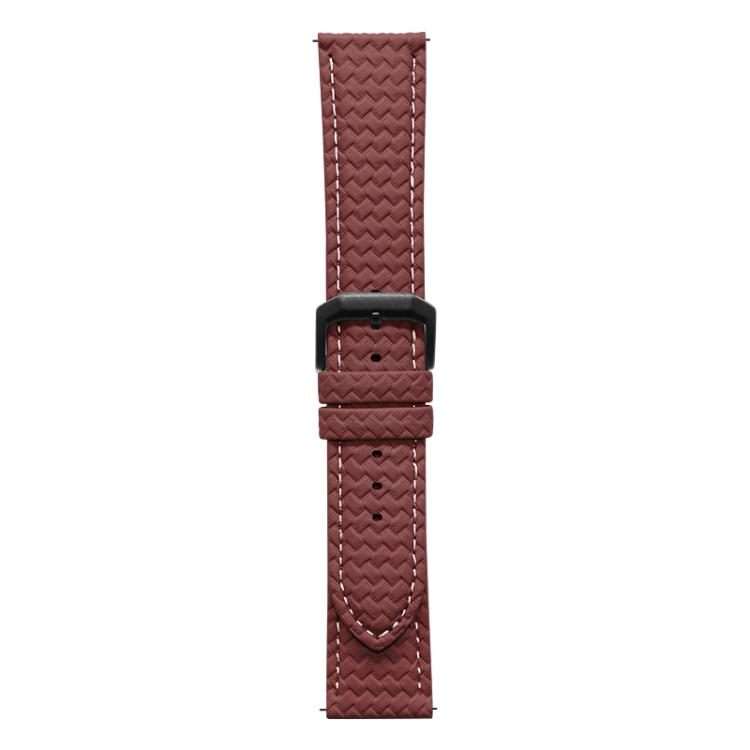 20mm xDfind Flat-head Woven Texture Pin Buckle Vegan Leather Watch Band(Red)