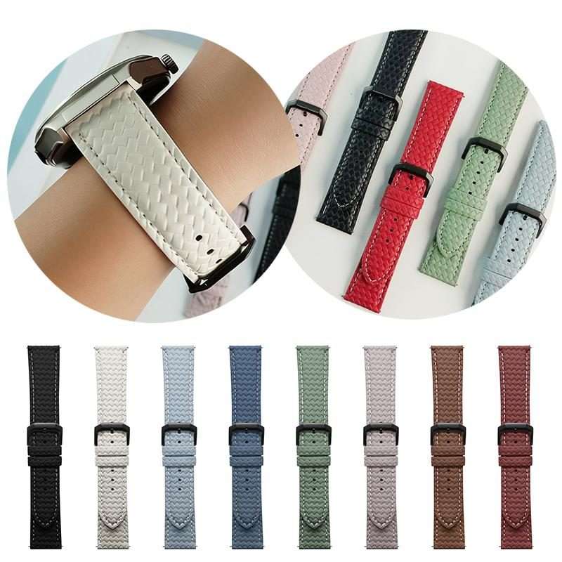 20mm xDfind Flat-head Woven Texture Pin Buckle Vegan Leather Watch Band(Blue)