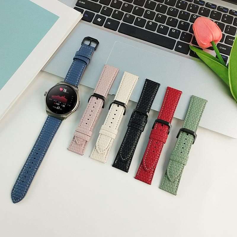 20mm xDfind Flat-head Woven Texture Pin Buckle Vegan Leather Watch Band(Beige)