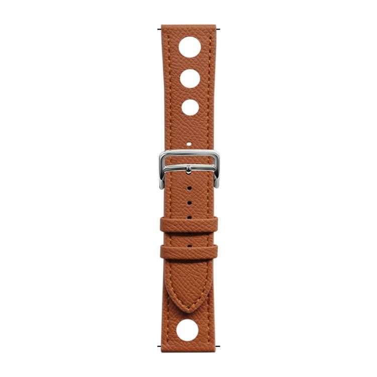 20mm xDfind Flat-head Hole Palm Texture Vegan Leather Watch Band(Dark Brown)