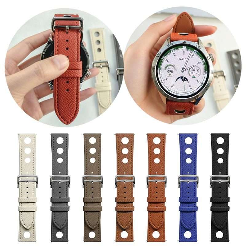 20mm xDfind Flat-head Hole Palm Texture Vegan Leather Watch Band(Midnight Blue)