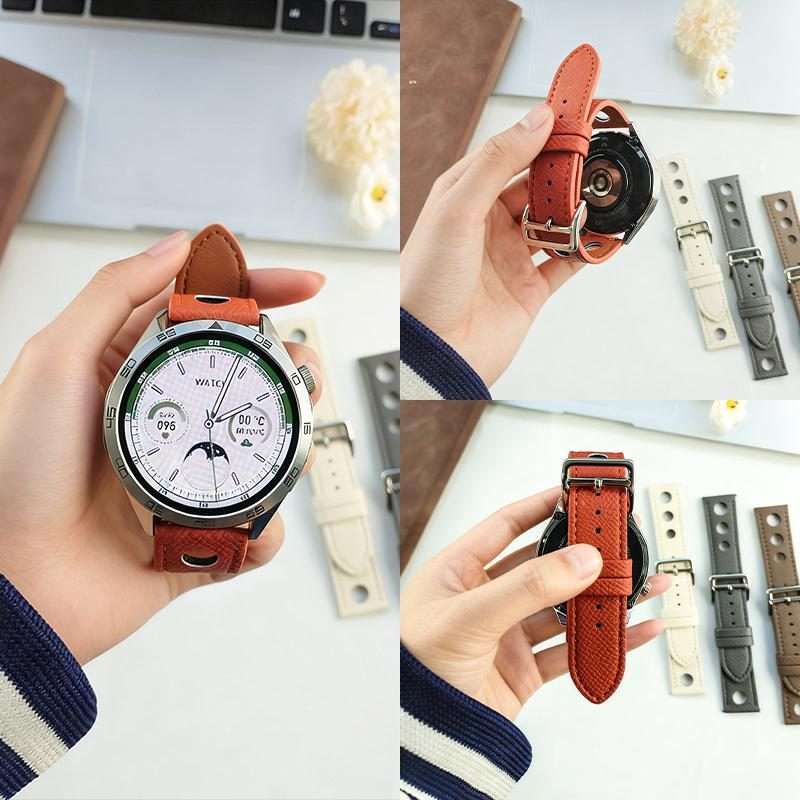 20mm xDfind Flat-head Hole Palm Texture Vegan Leather Watch Band(Midnight Blue)