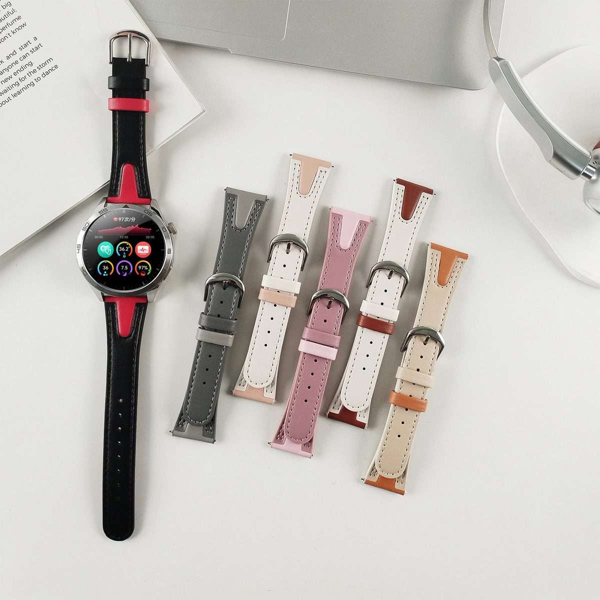 20mm xDfind Flat-head Jelly Vegan Leather Watch Band(Wine Red)