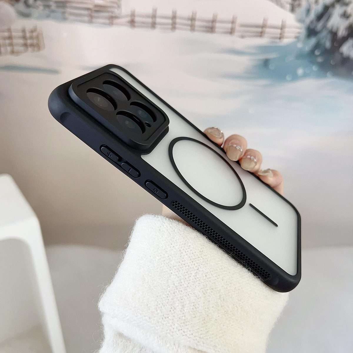 For Xiaomi 15 Pro Cooling Skin Feel Magnetic Phone Case(Black+Translucent Black)