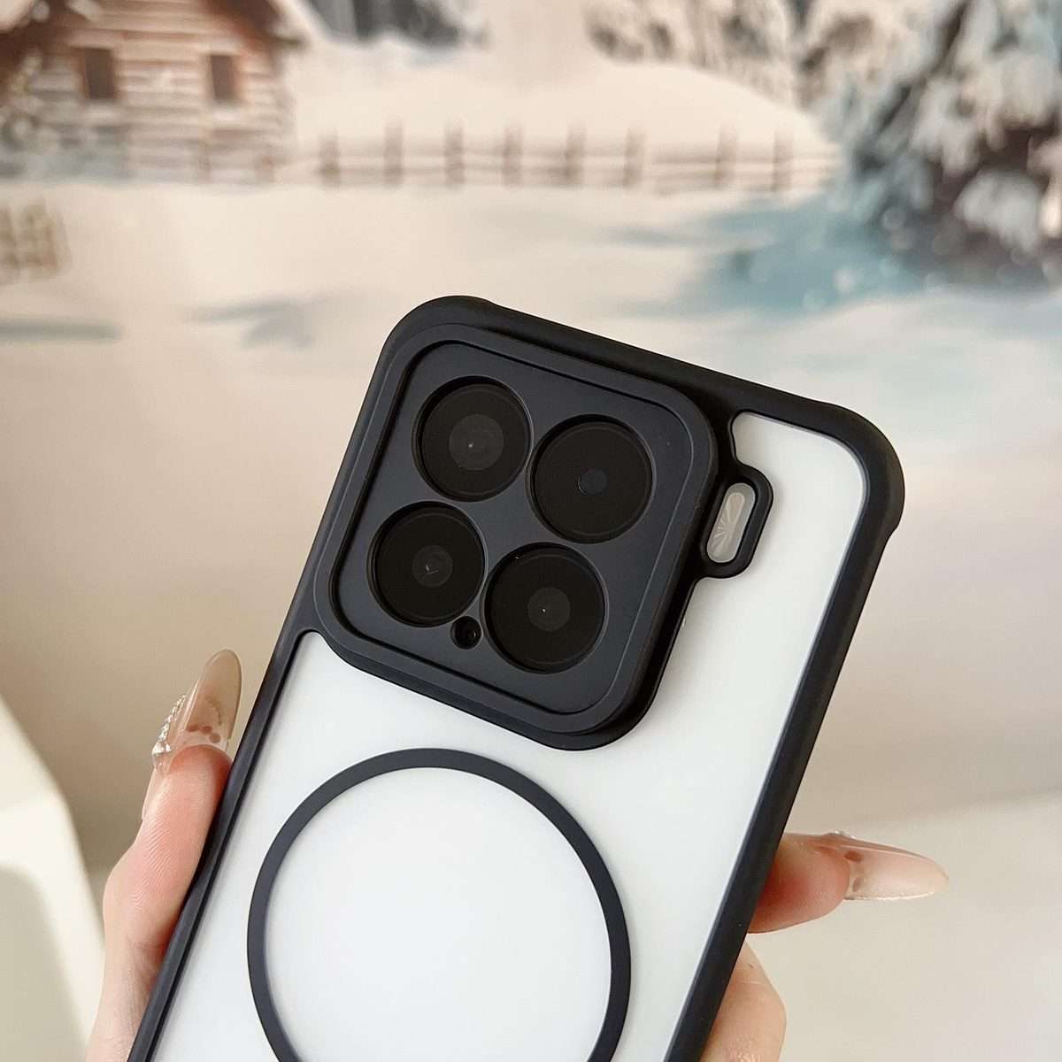 For Xiaomi 15 Pro Cooling Skin Feel Magnetic Phone Case(Black+Translucent Black)
