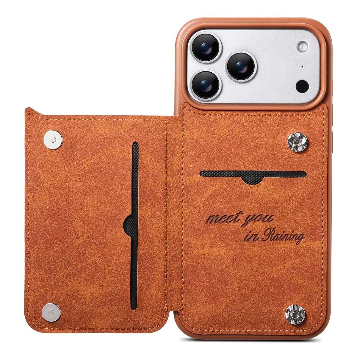 For iPhone 13 Pro ESEBLE Retro Texture Double Buckle Card Slot Phone Case(Brown)