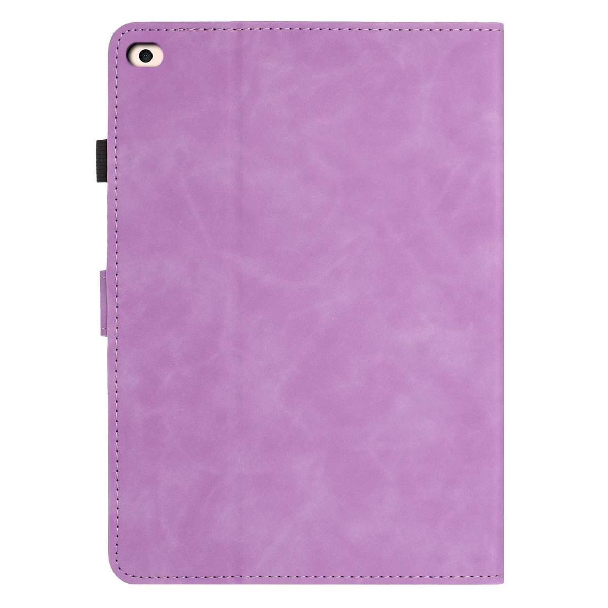 For iPad 9.7 2018 / 2017 Butterfly Loves Flowers Embossed Leather Smart Tablet Case(Light Purple)